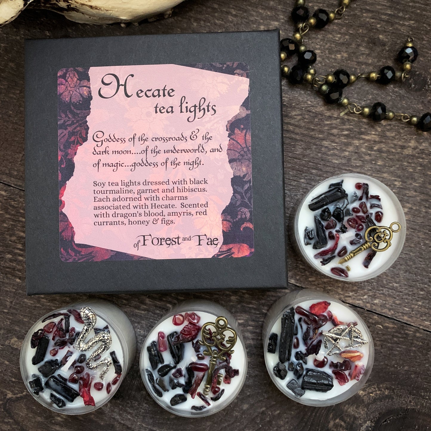 Hecate Tealight Candle Set | Crystal & Herb Candles