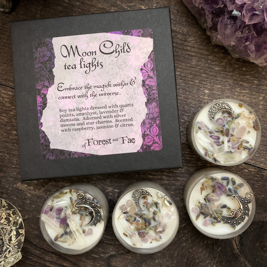 Moon Child Tealight Candle Set | Crystal & Herb Candles