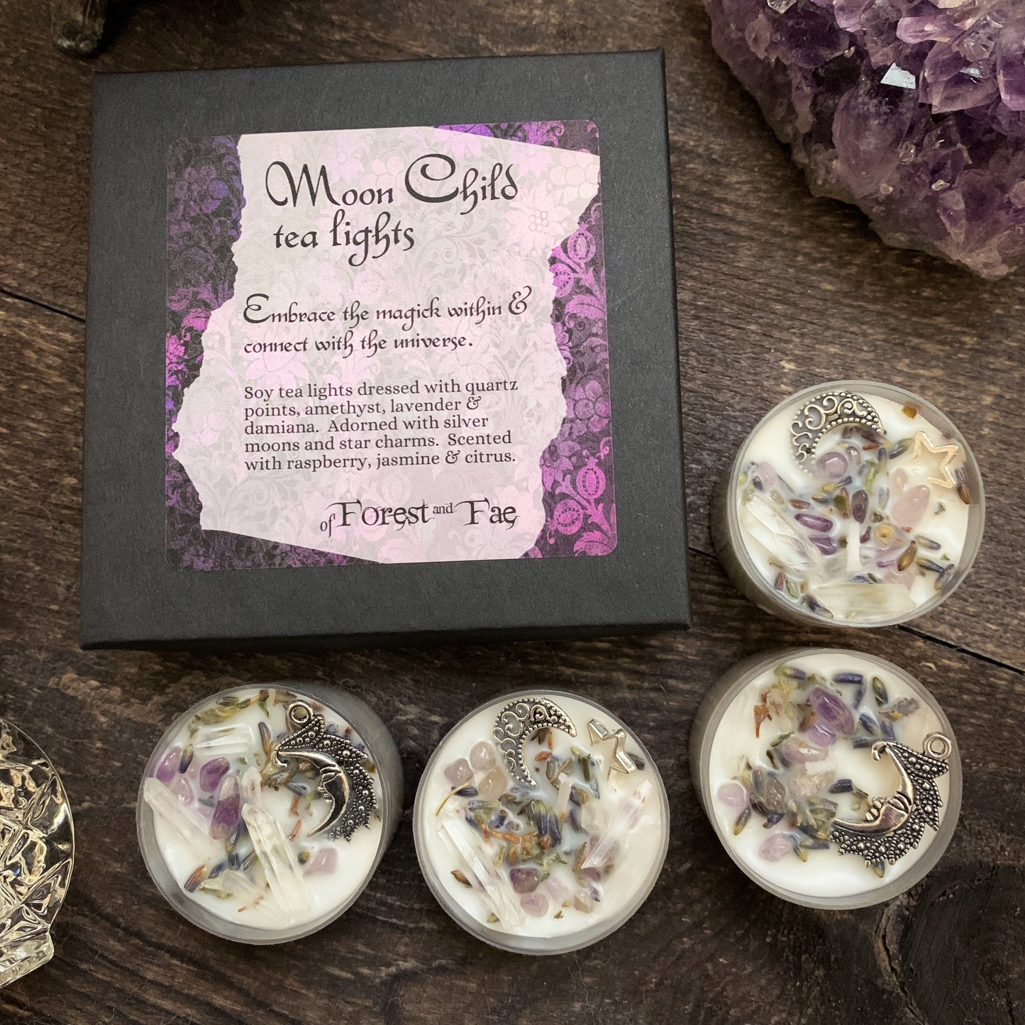 Moon Child Tealight Candle Set | Crystal & Herb Candles