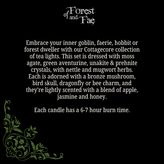 Cottagecore Tealight Candle Set | Crystal & Herb Candles