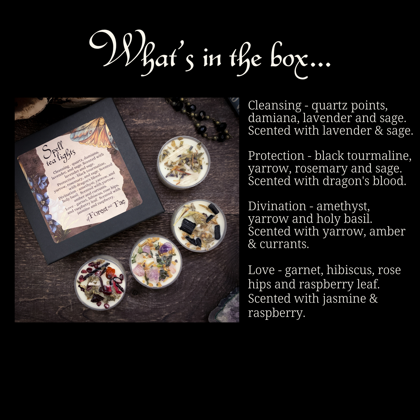 Tea Light Spell Candle Set | Crystal & Herb Candles