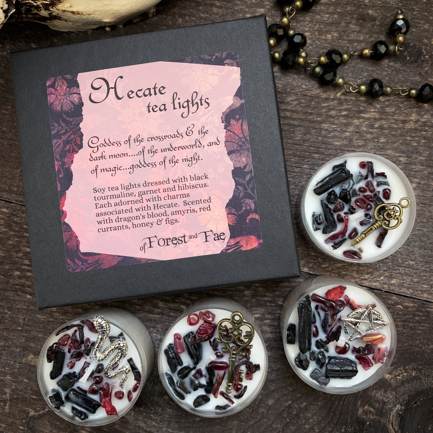 Hecate Tealight Candle Set | Crystal & Herb Candles