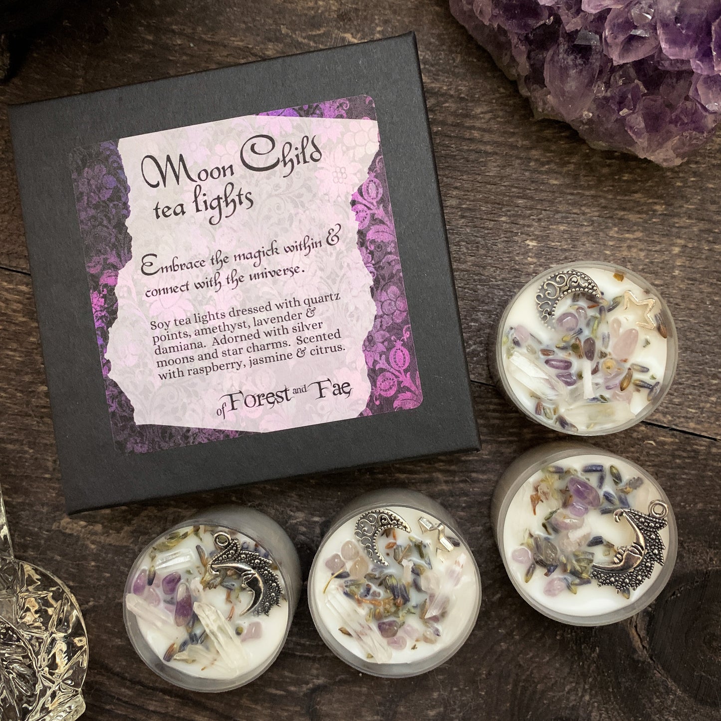 Moon Child Tealight Candle Set | Crystal & Herb Candles