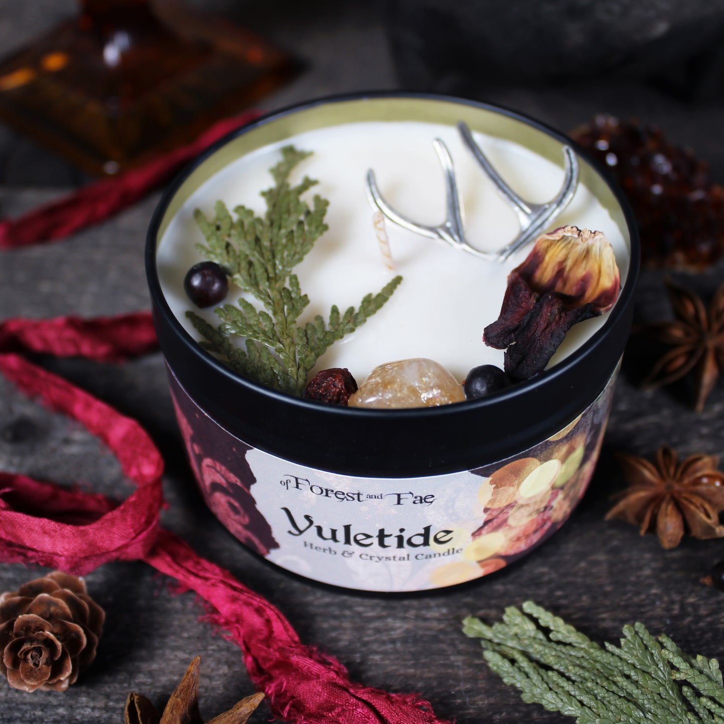 Yule Candle - Herb & Crystal Infused