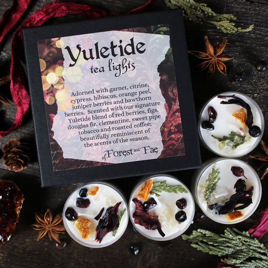 Yule Tea Light Set - Herb & Crystal Infused