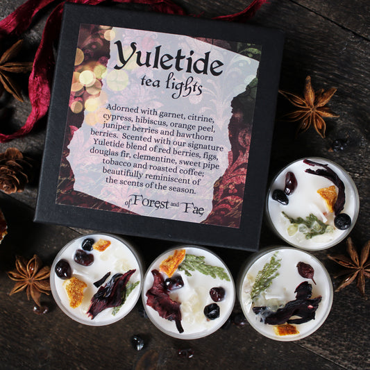 Yule Tea Light Set - Herb & Crystal Infused