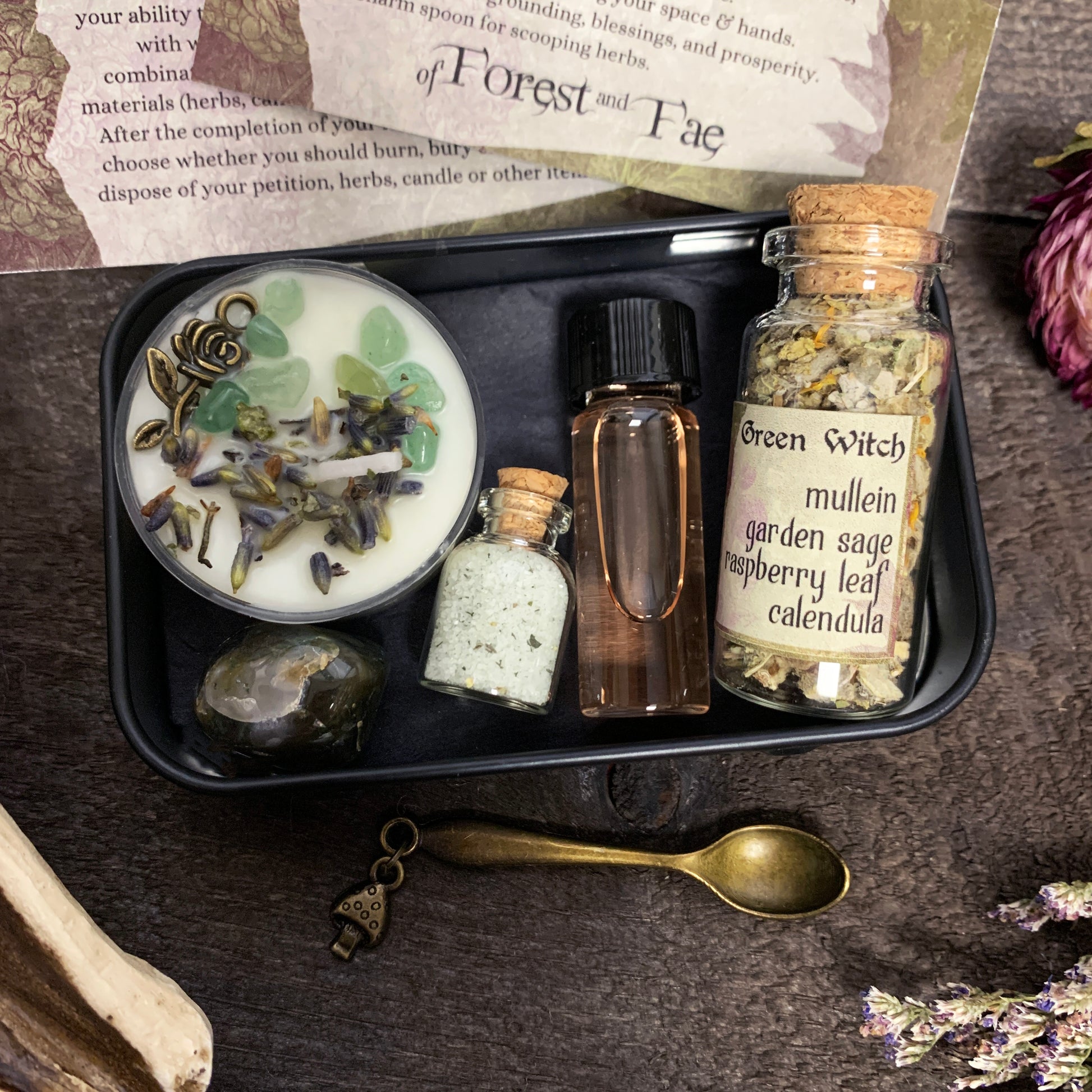 Green Witch Travel Altar, Witch Kit, Forest Witch