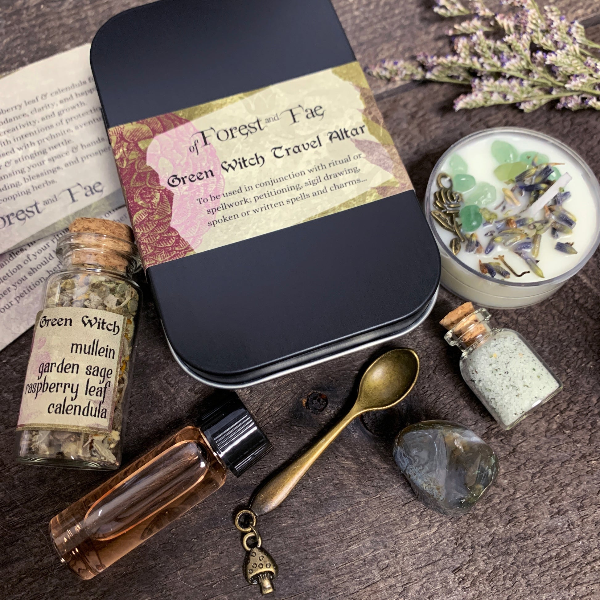 Green Witch Travel Altar, Witch Kit, Forest Witch